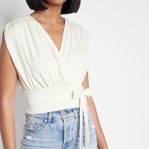 Express Cream beige wrap around Blouse